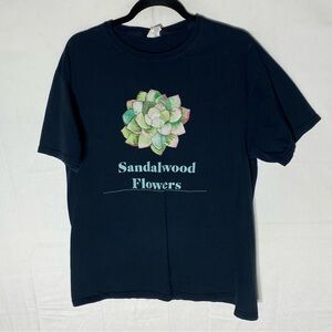 Vintage Fruit Of The Loom Sandalwood Flowers Black T Shirt W Succulent Graphic L